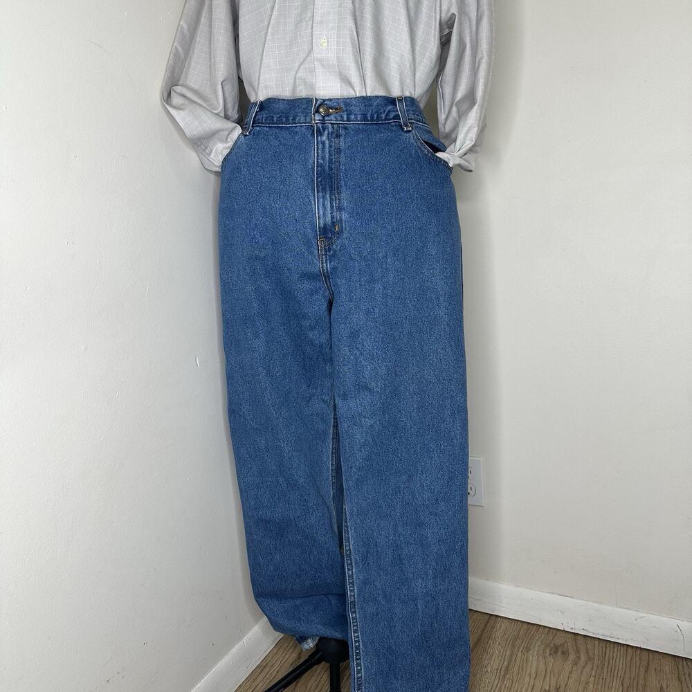 Mens 46x30 Jeans Blue Straight Medium Wash Denim Work Pants Trousers George
